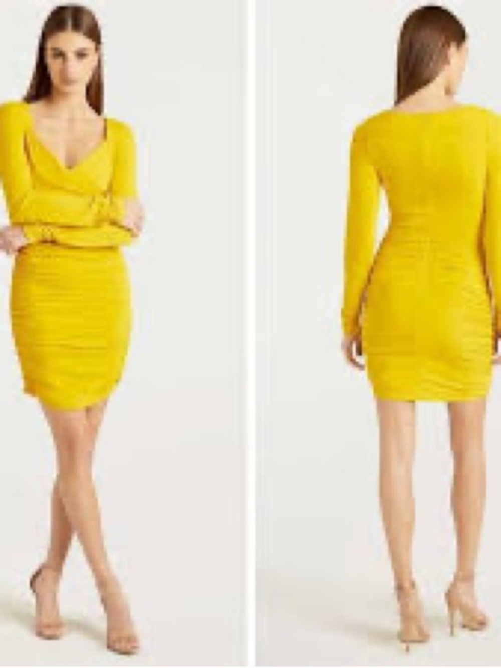 Cinq à Sept Miah Pineapple Yellow Ruched Mini Dress NWT 4